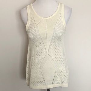 CAbi Tennis Tank Top Ivory Pointelle Knit #5136
